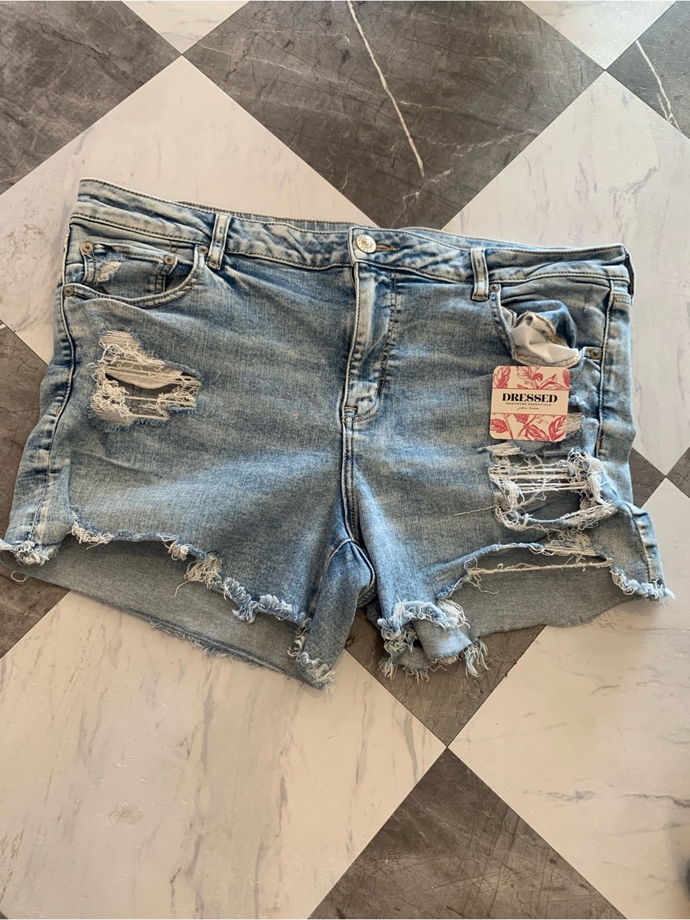 164 American Eagle Outfitters Light Blue Distressed Denim Shorts